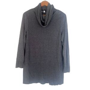 Adrienne Vittadini Cowl Neck Ribbed Tunic Sweater Size Large Gray Casual Neutral
